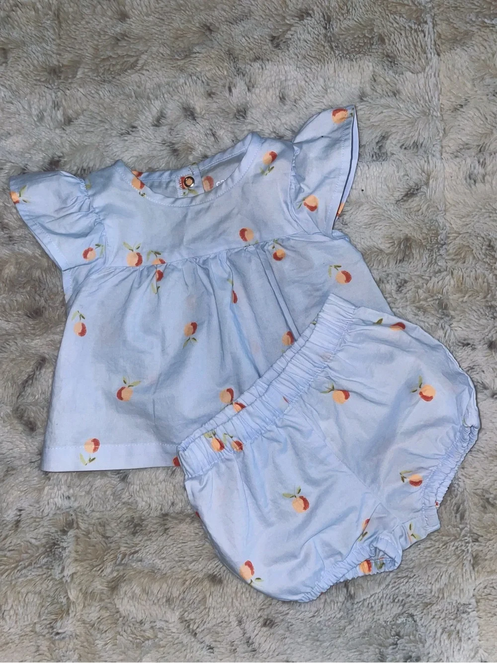 Caters Light Blue Peach Print Baby Top & Bloomers Set